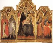 Spinello Aretino Madonna and Child Enthroned with SS.Paulinus,john the Baptist,Andrew,and Matthew oil painting on canvas
